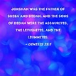 Genesis 25:3 Jokshan was the father of Sheba and Dedan. And the sons of ...