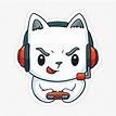 Cute White Cat Gamer Playing Video Games Sticker by MadMando in 2021 ...