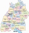 Mapas politico de Baden-Wurtemberg
