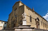 The Saint Donato Cathedral in Arezzo. A sandstone gothic structure that ...