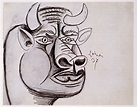 Pablo Picasso (Pablo Ruiz Picasso) - Estudio para la cabeza del toro ...