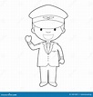 Easy Coloring Cartoon Vector Illustration of a Pilot Stock Vector ...