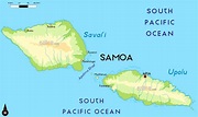 Large physical map of Samoa with major cities | Samoa | Oceania ...