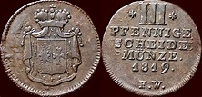 3 Pfennige 1819 F GERMANY - WALDECK-PYRMONT, FÜRSTENTUM - GEORG II ...