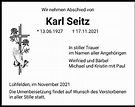Traueranzeigen von Karl Seitz | Trauer.HNA.de