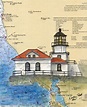 Pt Bonita Lighthouse Ca Nautical Chart Map Art Painting by Cathy Peek