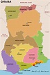 Ghana regions map - Ghana map and regions (Western Africa - Africa)