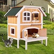 Ktaxon 2-Story Wooden Raised Indoor Outdoor Cat House Cottage - Wood ...