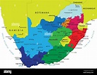 Mapa vectorial de Sudáfrica con gran detalle, con regiones ...