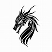 Ilustração de dragão preto imagem vetorial isolada silhueta de cabeça ...