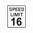 Speed Limit 16 MPH Speed Limit Sign Svg Silhouette Shadow - Etsy UK