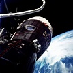 The Gemini IX spacecraft as seen by Gene Cernan during his spacewalk ...