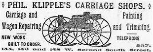 Ad - 1891: Phil Klipple's Carriage Shops