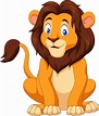 Dibujos animados feliz león sentado | Vector Premium