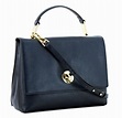 Coccinelle Handtasche Leder Liya Medium Überschlag dunkelblau - Bags & more