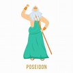 Poseidon flat vector illustration. Ancient Greek deity. God of sea ...
