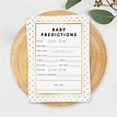 Baby Predictions Game Gold Baby Shower Games Template Baby Gender ...