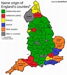 Name origin of English counties - Vivid Maps | Map of britain, English ...