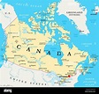 Canadá mapa político con Ottawa capital, las fronteras nacionales ...
