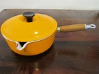 Vintage Le Creuset 20 Sauce Pan with Lid and Wood Handle Yellow Made in ...