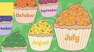 Large Months of the Year Birthday Cupcakes | Birthday cupcakes, Months ...