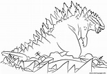 Godzilla Rises From The Sea Coloring page Printable
