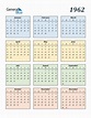 Free 1962 Calendars in PDF, Word, Excel