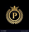 Letter p royal crown logo Royalty Free Vector Image