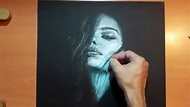 pintando en papel negro, retrato mujer - YouTube