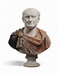 AN ITALIAN WHITE AND BRECCIA MARBLE BUST OF THE EMPEROR VESPASIAN ...