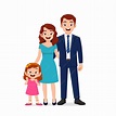 Niña linda con mamá y papá juntos ilustración | Vector Premium