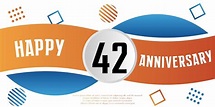 Feliz 42 aniversario celebración logo azul y naranja vector diseño ...