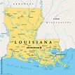 Vecteur Stock Louisiana, LA, political map, with capital Baton Rouge ...