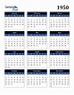 1950 Calendar (PDF, Word, Excel)