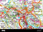 Zúrich Zúrich mapa ciudad Mapa Mapa de carreteras Fotografía de stock ...