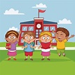 Niños en dibujos animados de la escuela | Descargar Vectores Premium