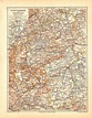 Wurttemberg and Hohenzollern, Germany, Antique Map 1897