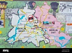 Carte montrant l'Est et l'ouest de Berlin avant 1990, East Side Gallery ...