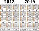 2018 Calendar 2019 Printable - Printable Word Searches