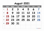 Printable Calendar For August 2021 6 Templates