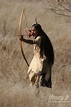 A young Native American Indian boy using or hunting with a bow and ...