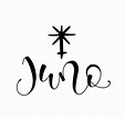 Juno símbolo astrológico y letras dibujadas a mano | Vector Premium