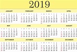 Free Yearly Calendar 2019 - Printable Blank Templates - Calendar Office ...