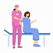Ilustración plana de partera y mujer embarazada. parto en el hospital ...