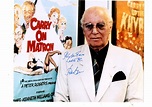 Peter Rogers, film producer in front on Carry On Film poster 10x 8 colour
