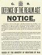Government notice on the Defence of the Realm Act, 1918 (PRO ref: EXT 1 ...