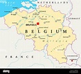 Belgium Political Map with capital Brussels, national borders, most ...