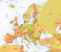 Europe Administrative And Political Map With Coordinates Stock ...