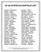 Printable States and Capitals List | Social Studies Study Guides