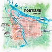 Mapa ilustrado de Portland Oregon con lugares de interés y | Etsy